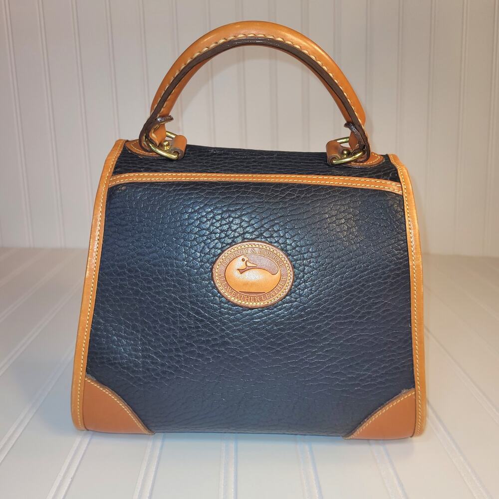 Dooney & Bourke mini satchel black brown pebble leather darling little handbag.